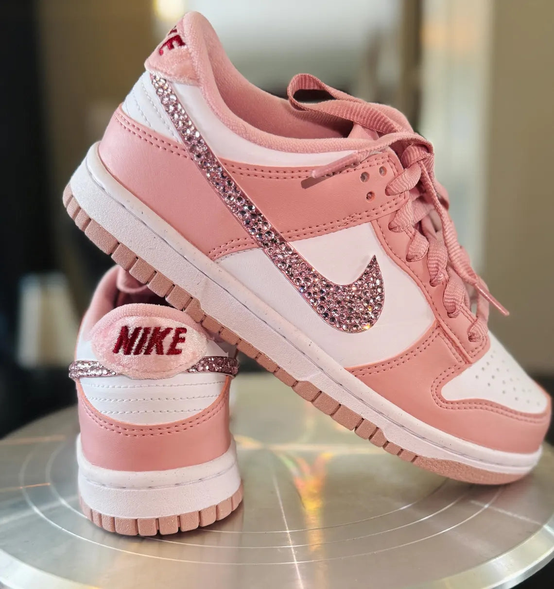 Custom Dunk Baby Pink Diamond Swoosh