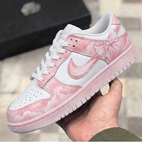 Custom Dunk Baby Pink White Clouds Stars Bow