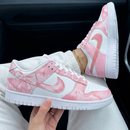 Custom Dunk Baby Pink White Clouds Stars Bow