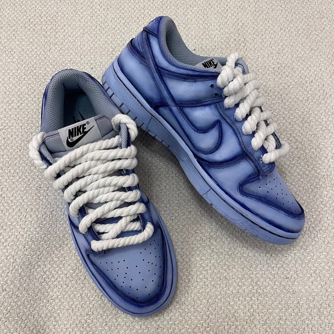 Custom Dunk Blue Grey Rope Laces