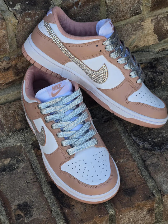 Custom Dunk Blush White With Rhinestones