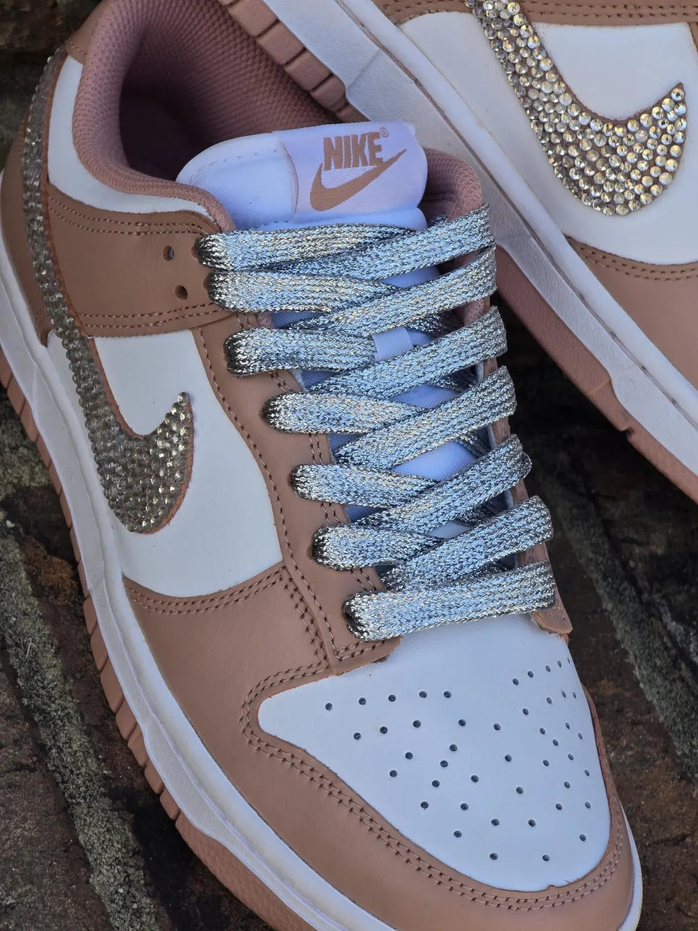 Custom Dunk Blush White With Rhinestones