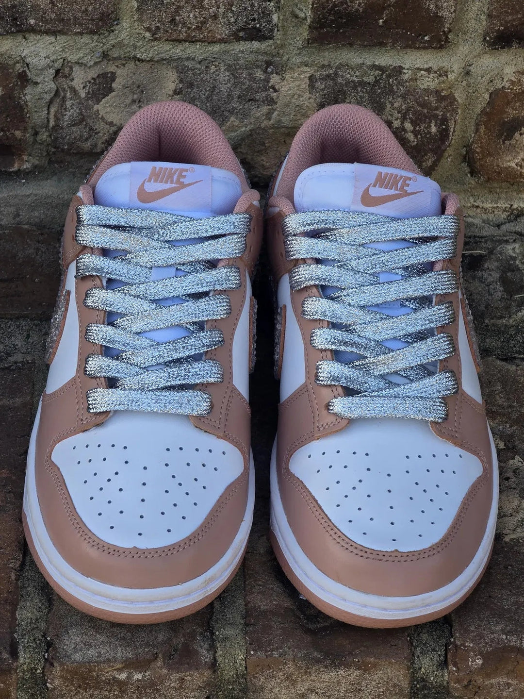 Custom Dunk Blush White With Rhinestones