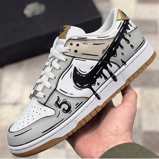 Custom Dunk Grey Gold Comic Drip