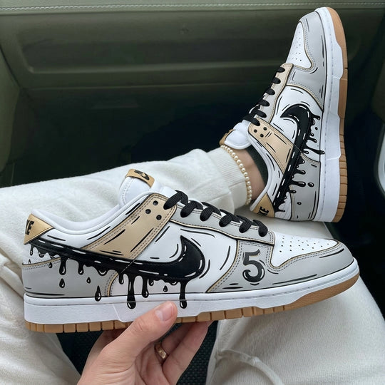 Custom Dunk Grey Gold Comic Drip