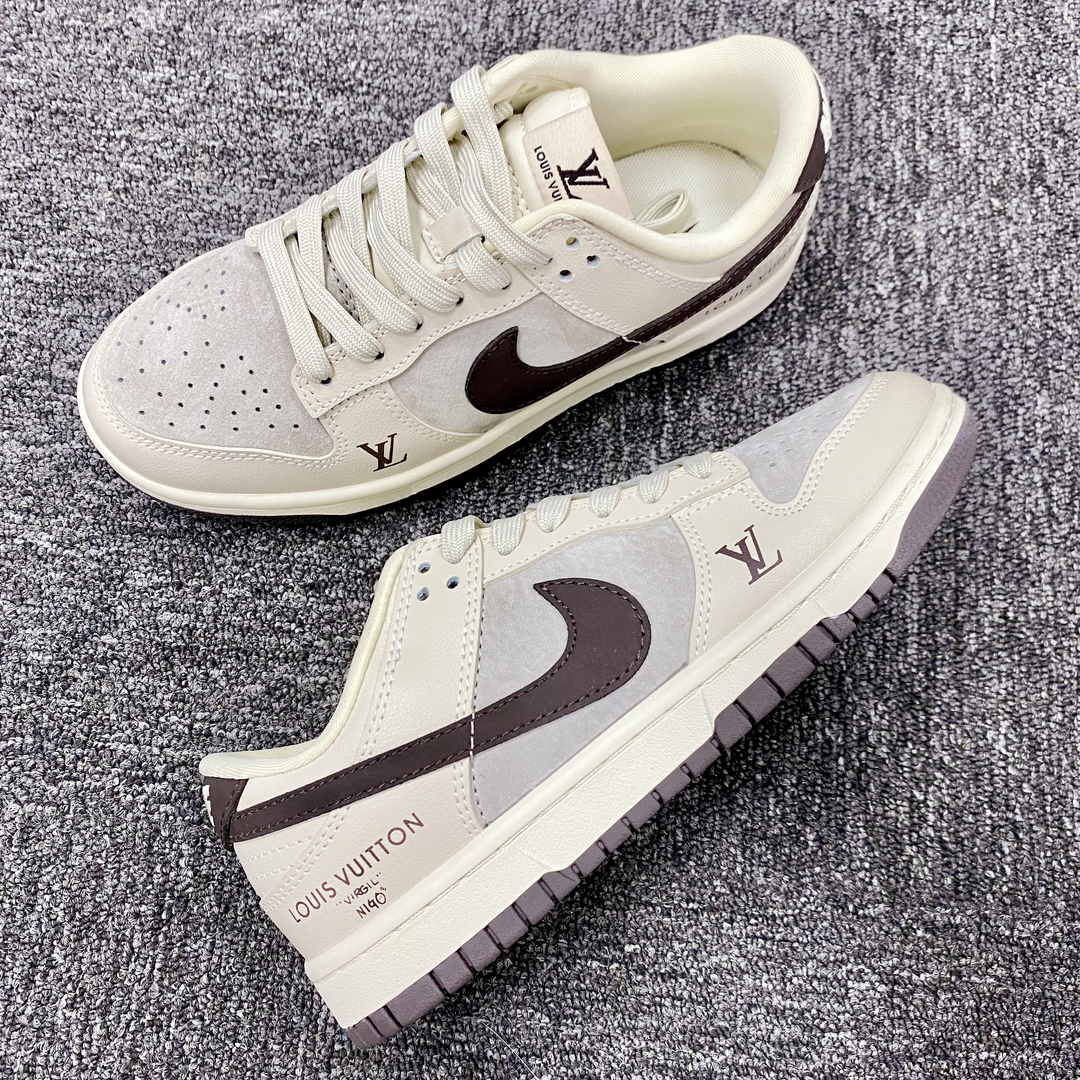 Custom Dunk khaki Cream LV Logo