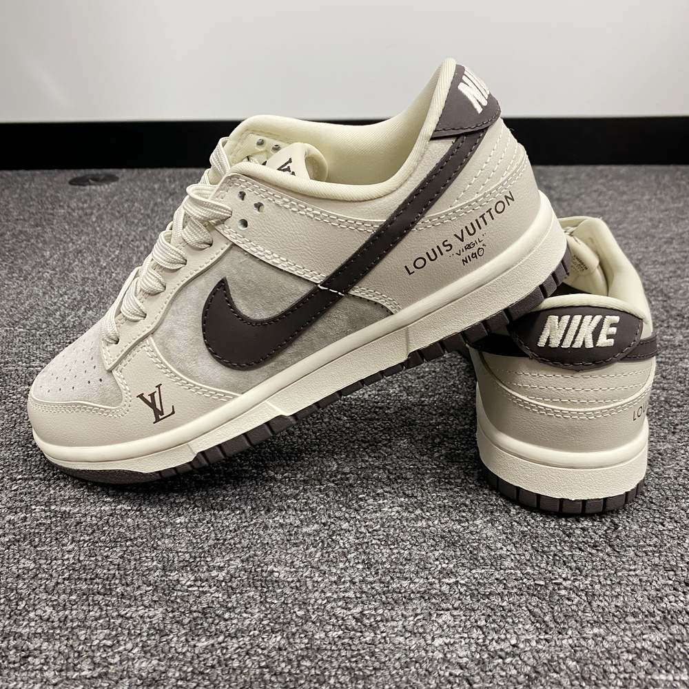 Custom Dunk khaki Cream LV Logo