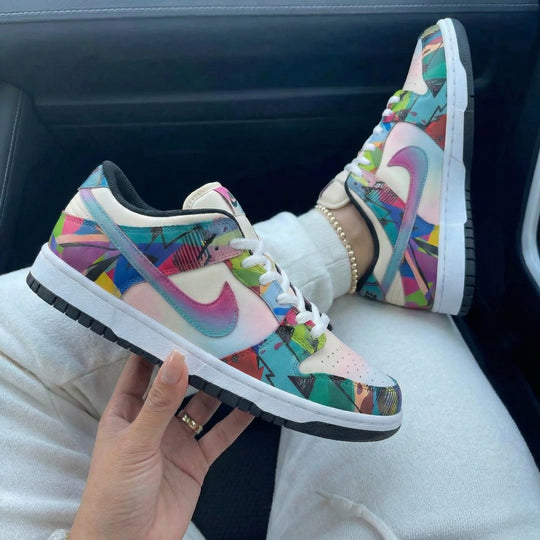 Custom Dunk Multicolor Geometric Pattern