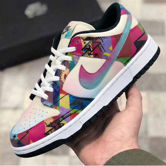 Custom Dunk Multicolor Geometric Pattern