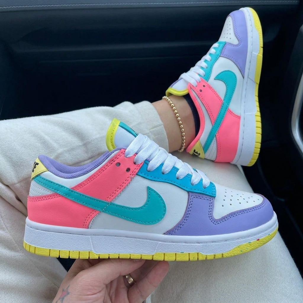Custom Dunk Purple Pink Cyan Yellow