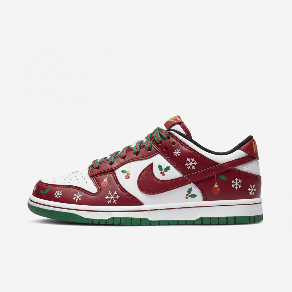 Custom Dunk Red White Christmas Patterns