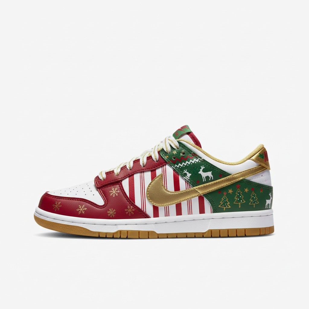 Custom Dunk Red White Green Christmas Theme
