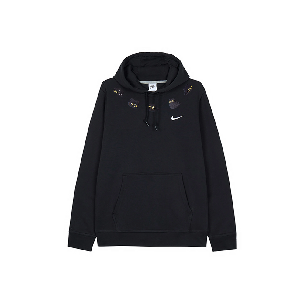 Custom Embroidery Nike Sweatshirt Black With Black Cat Pattern