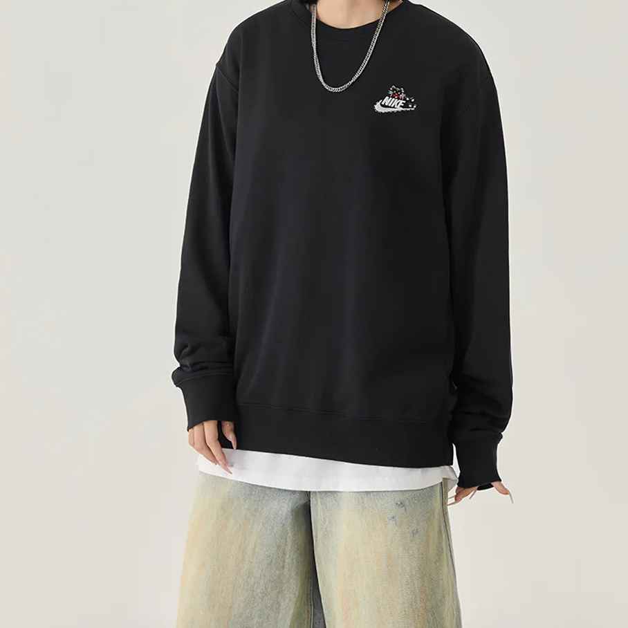 Custom Embroidery Nike Sweatshirt Black With Cat