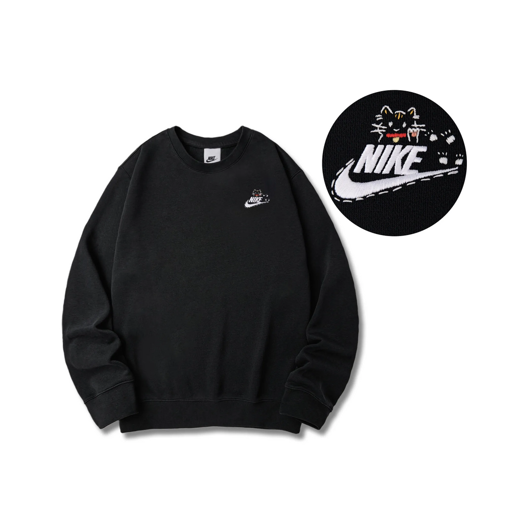 Custom Embroidery Nike Sweatshirt Black With Cat
