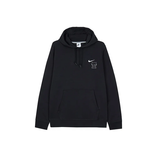 Custom Embroidery Nike Sweatshirt Black With Minimalist Cat Design