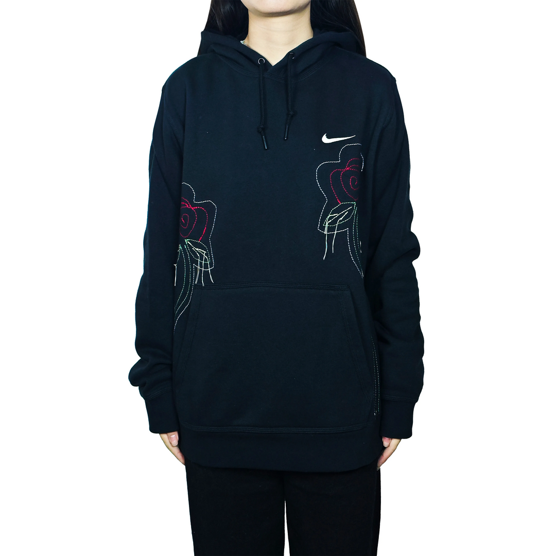 Custom Embroidery Nike Sweatshirt Black With Rose