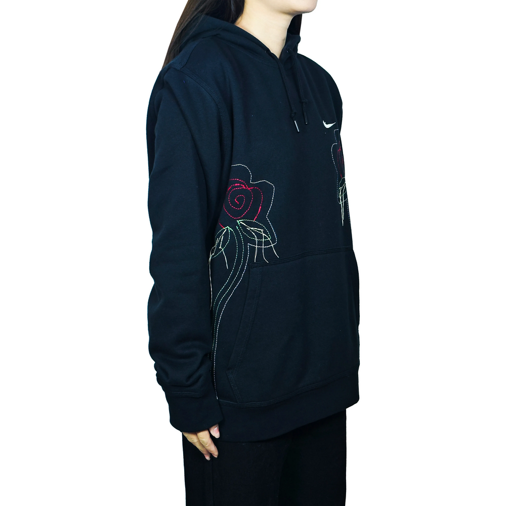 Custom Embroidery Nike Sweatshirt Black With Rose