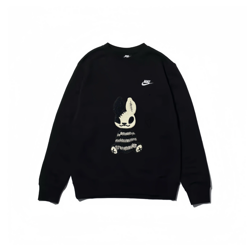 Custom Embroidery Nike Sweatshirt Black With Stitched Bunny Design