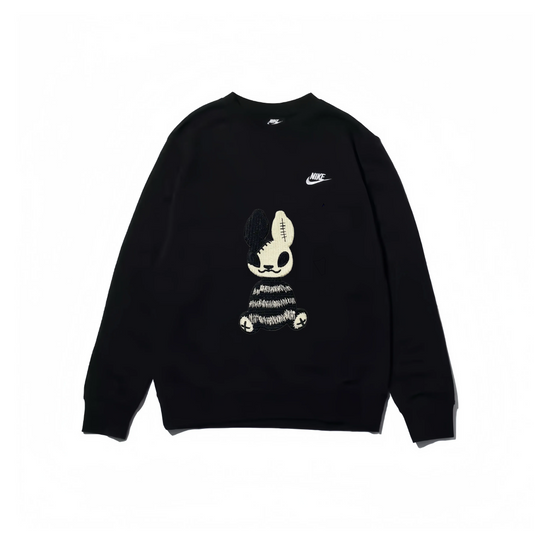 Custom Embroidery Nike Sweatshirt Black With Stitched Bunny Design