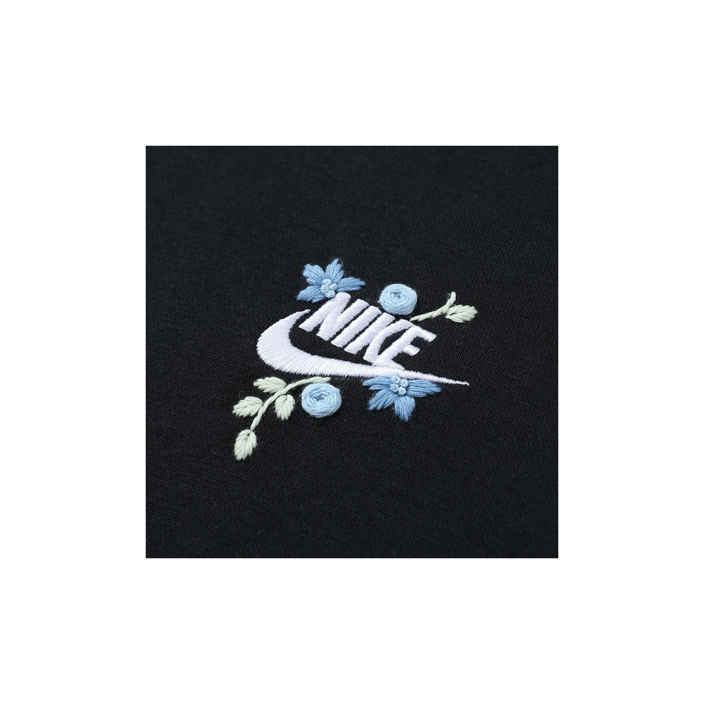 Custom Embroidery Nike Sweatshirt Blue Floral Design Black