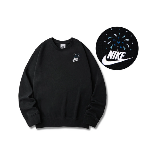 Custom Embroidery Nike Sweatshirt Fireworks Black
