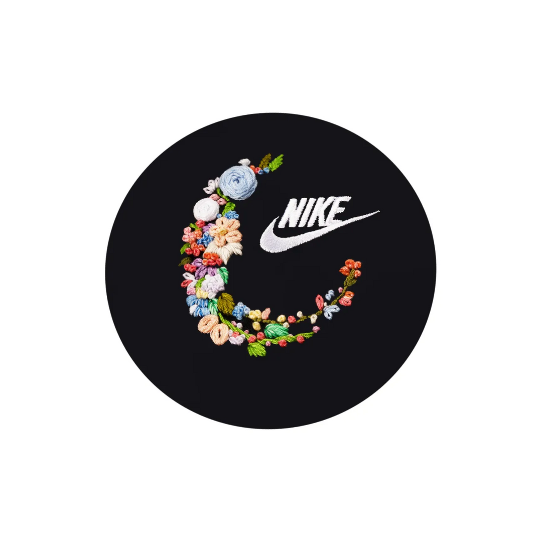 Custom Embroidery Nike Sweatshirt Floral Crescent Design Black