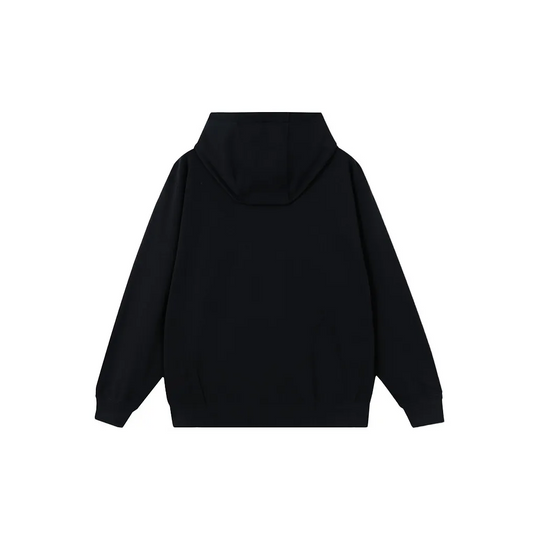 Custom Embroidery Nike Sweatshirt Floral Embroidered Black Zip - Up Hoodie