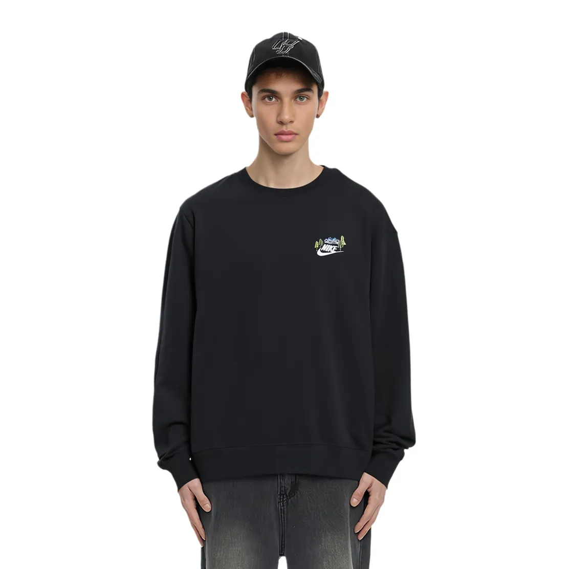 Custom Embroidery Nike Sweatshirt Mountain Trees Pattern