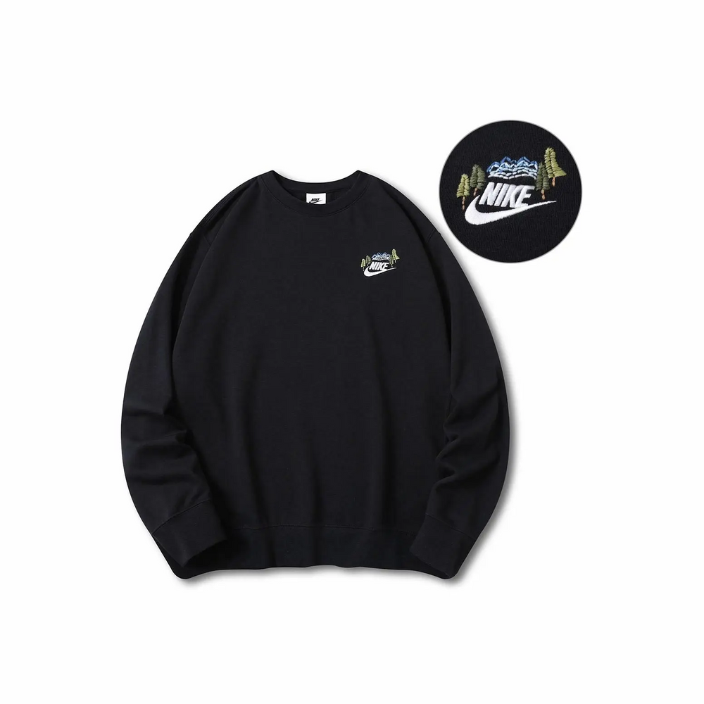 Custom Embroidery Nike Sweatshirt Mountain Trees Pattern