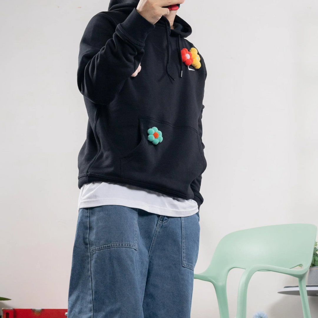Custom Embroidery Nike Sweatshirt With Colorful Flower Patches