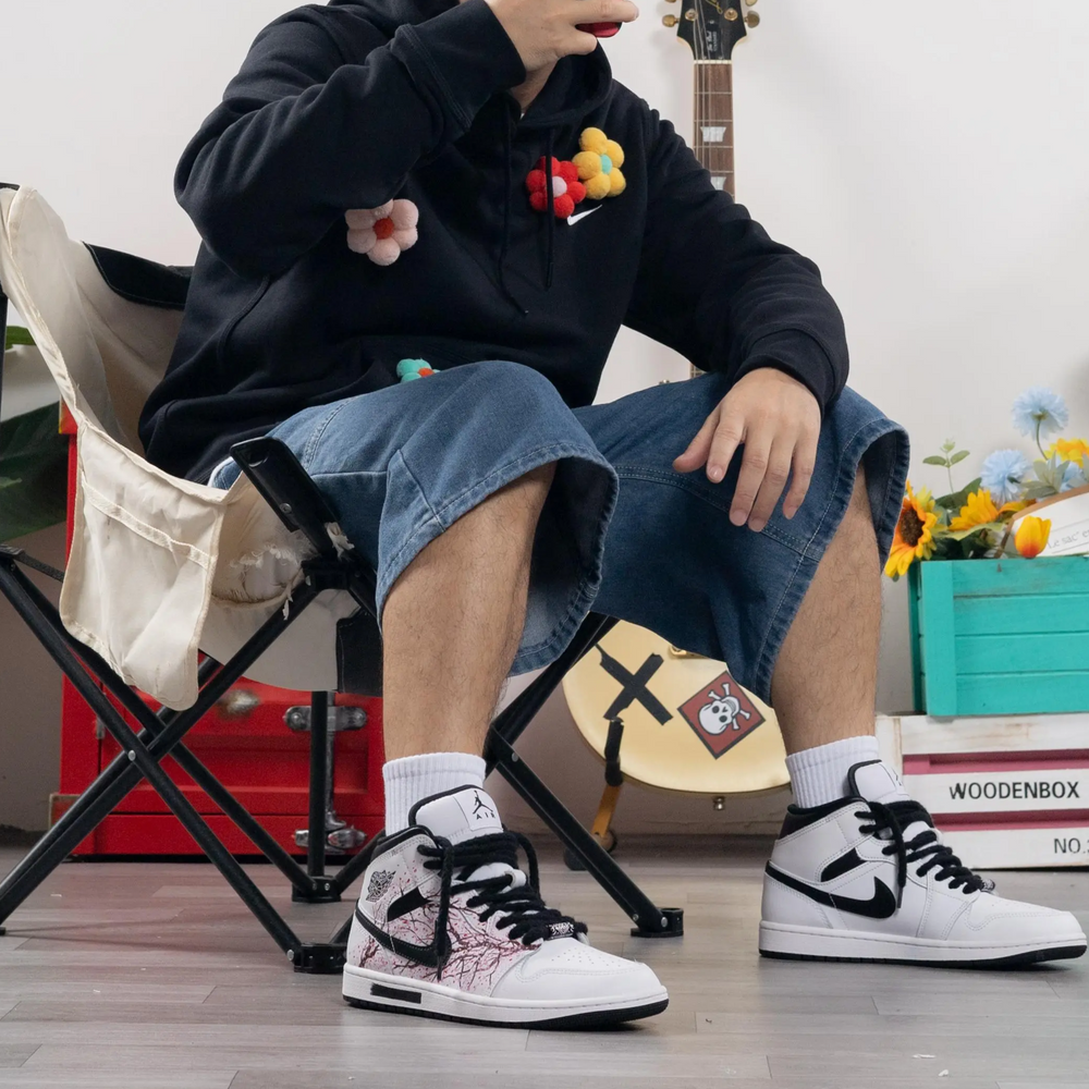 Custom Embroidery Nike Sweatshirt With Colorful Flower Patches