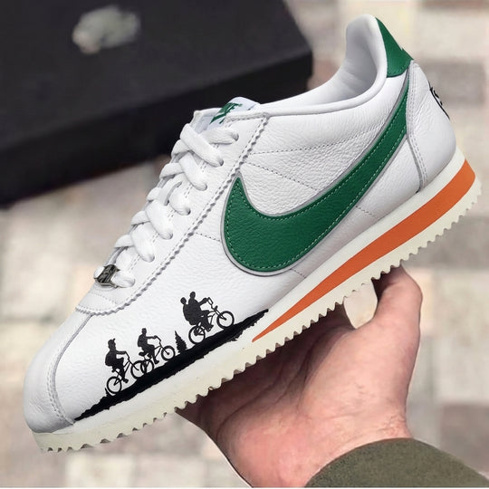 Custom Nike Cortez Green Orange Stranger Things Print