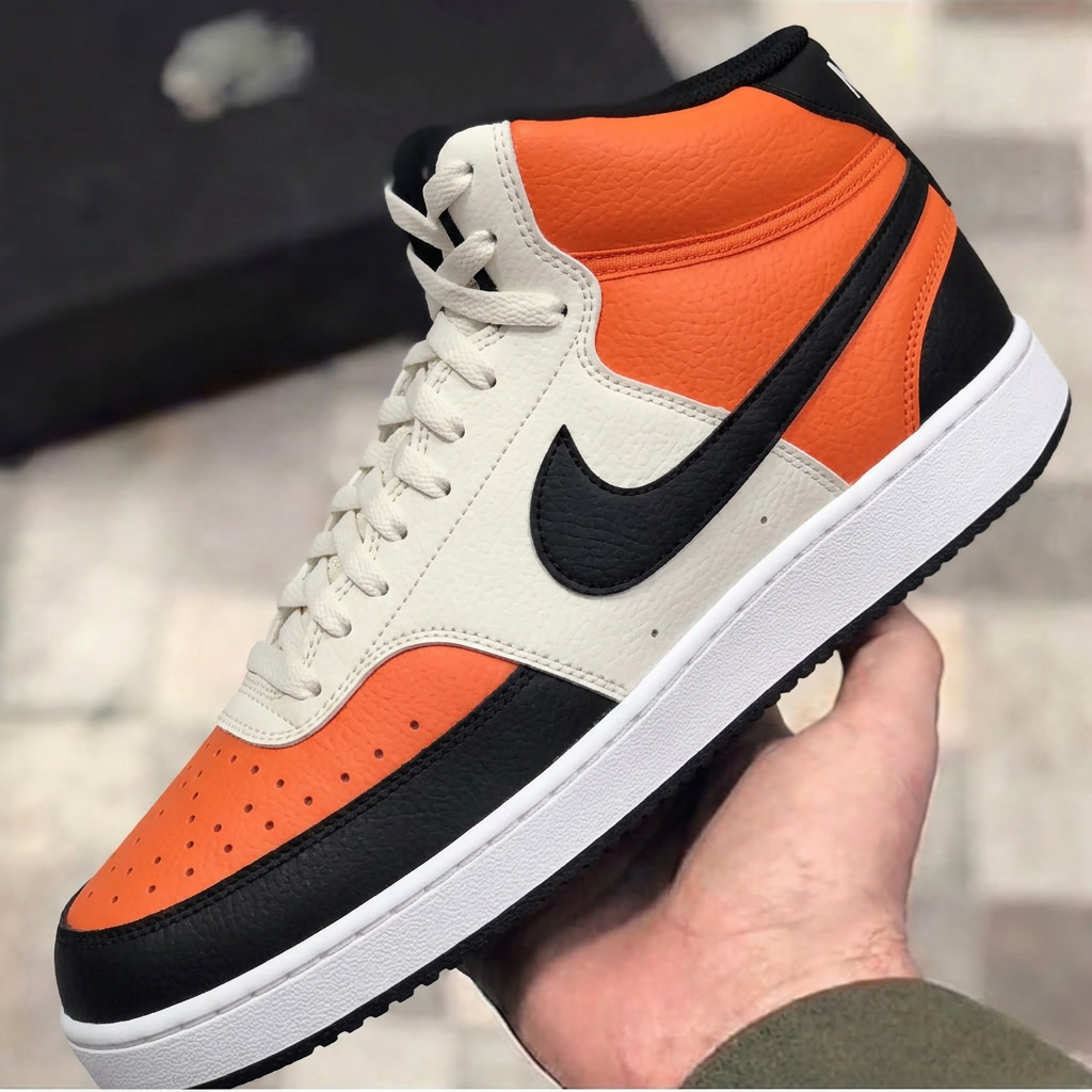 Custom Nike Court Vision Orange Black Color Block