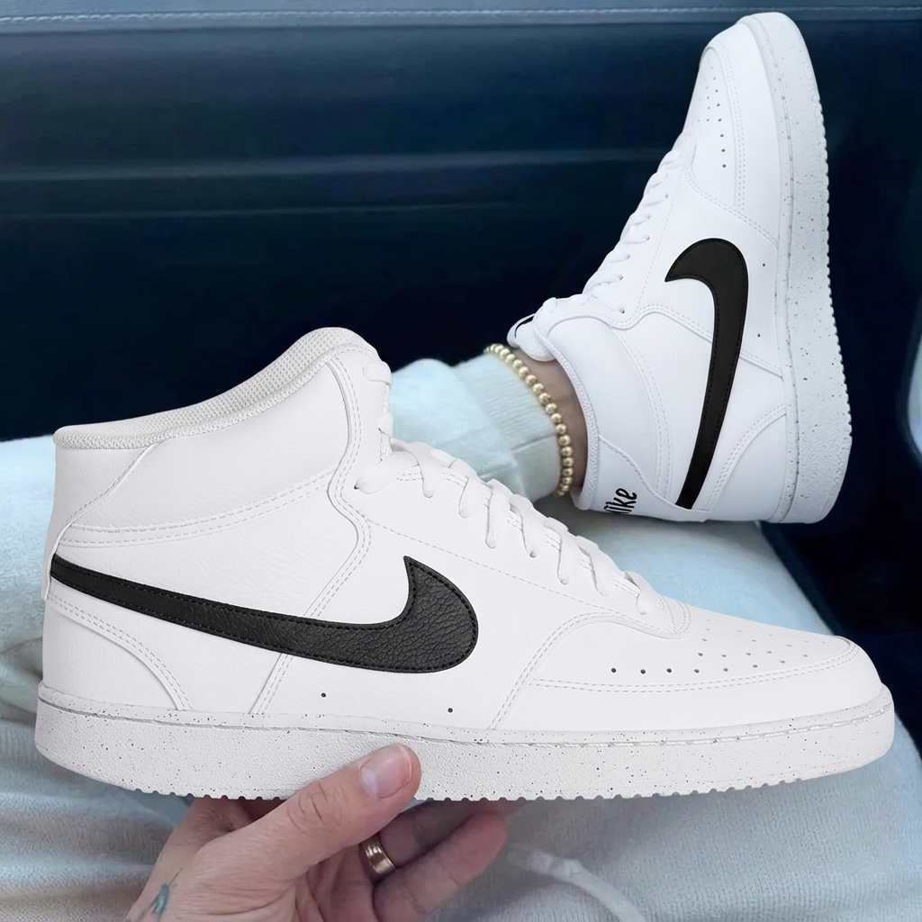 Custom Nike Court Vision White Black Swoosh