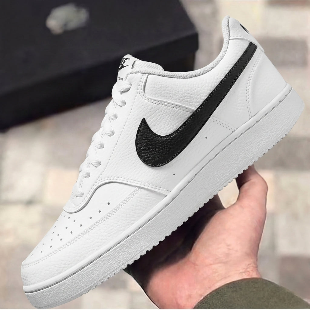 Custom Nike Court Vision White Black Swoosh