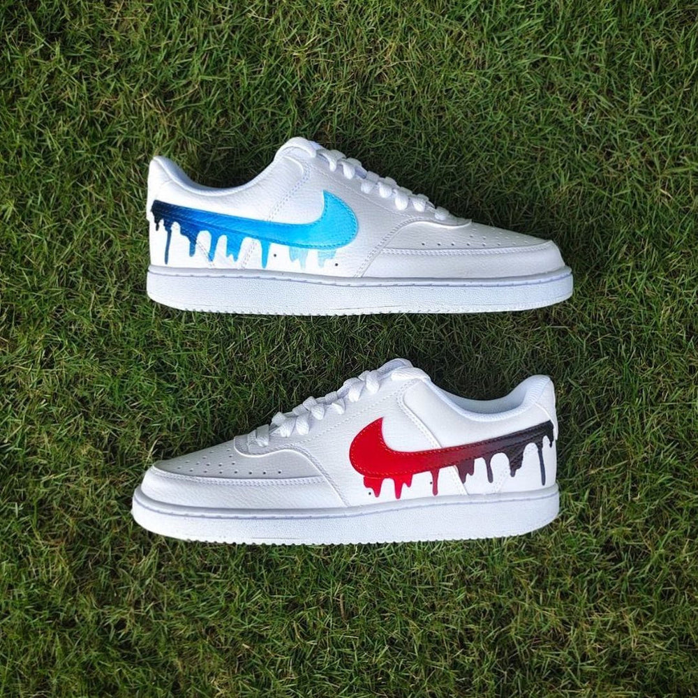 Custom Nike Court Vision White Drip Pattern