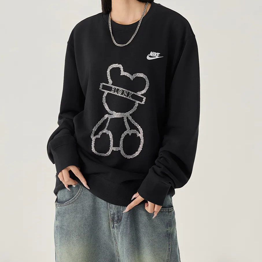 Custom Nike Sweatshirt Black Bear Outline Design