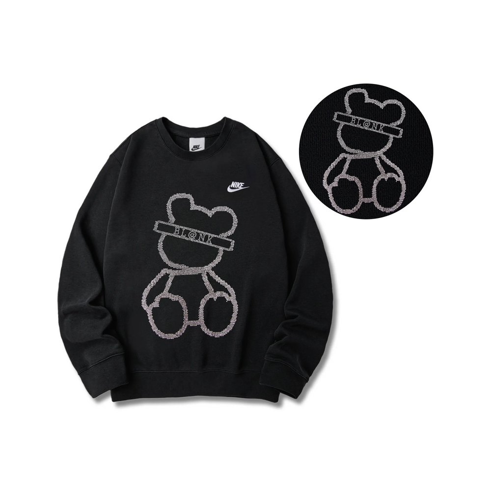 Custom Nike Sweatshirt Black Bear Outline Design
