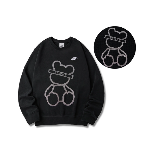Custom Nike Sweatshirt Black Bear Outline Design