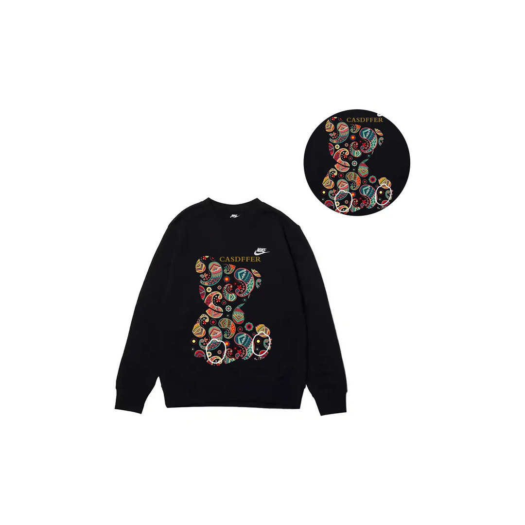 Custom Nike Sweatshirt Black Colorful Paisley Teddy