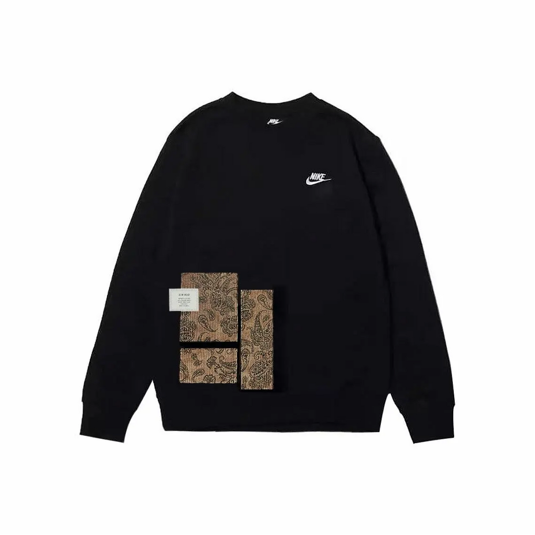 Custom Nike Sweatshirt Black Featuring Paisley Design