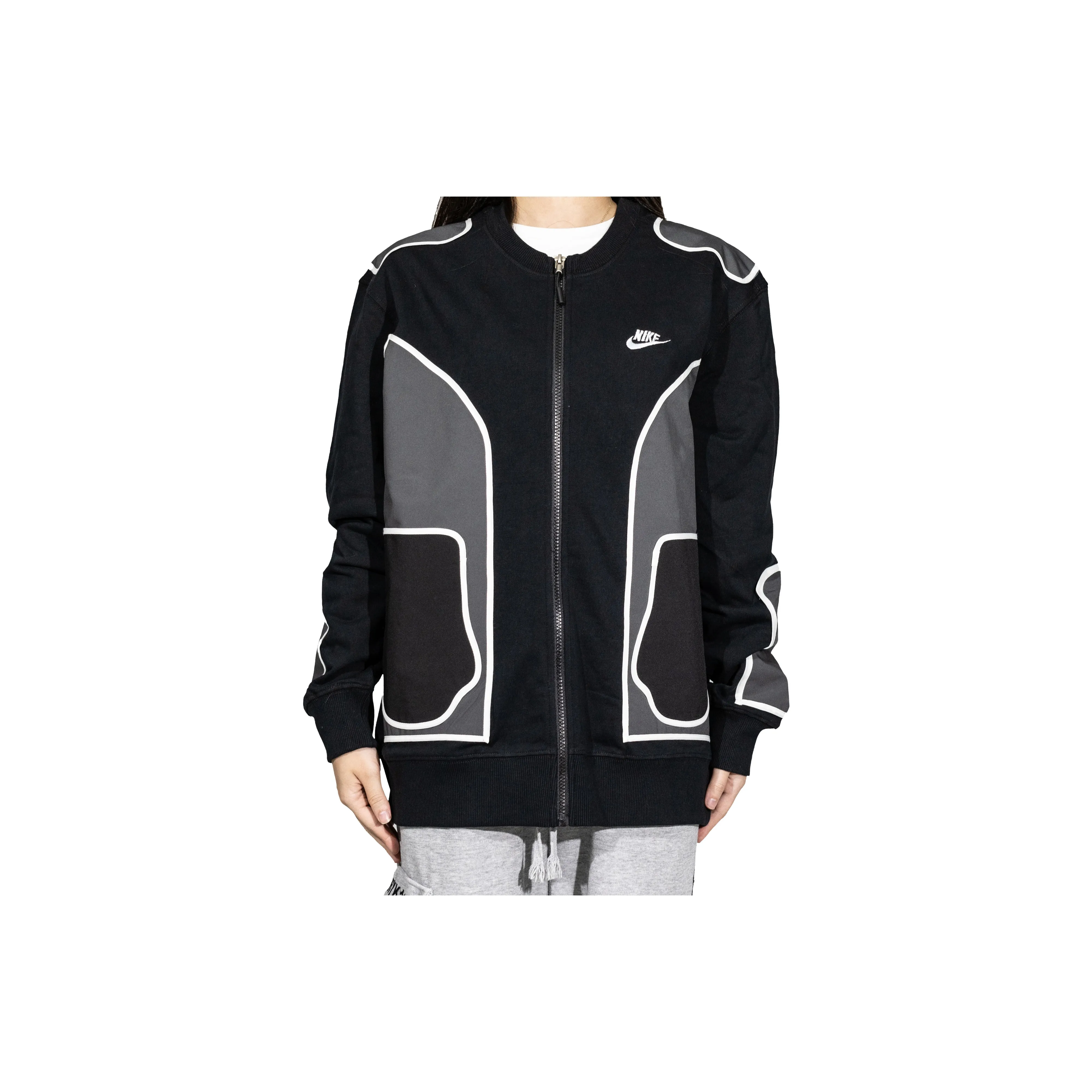 Custom Nike Sweatshirt Black Gray Geometric Pattern