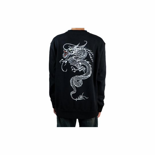 Custom Nike Sweatshirt Black White Dragon