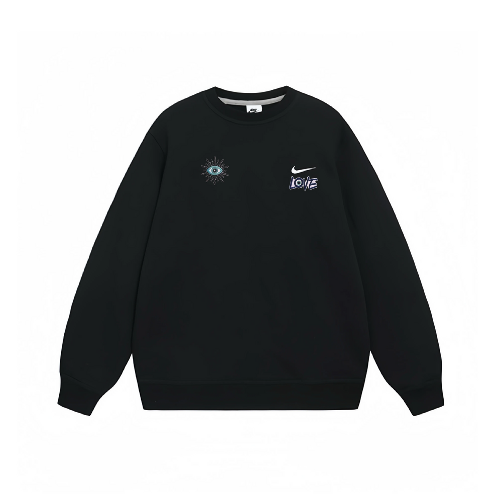 Custom Nike Sweatshirt Black With Eye And Love Motif