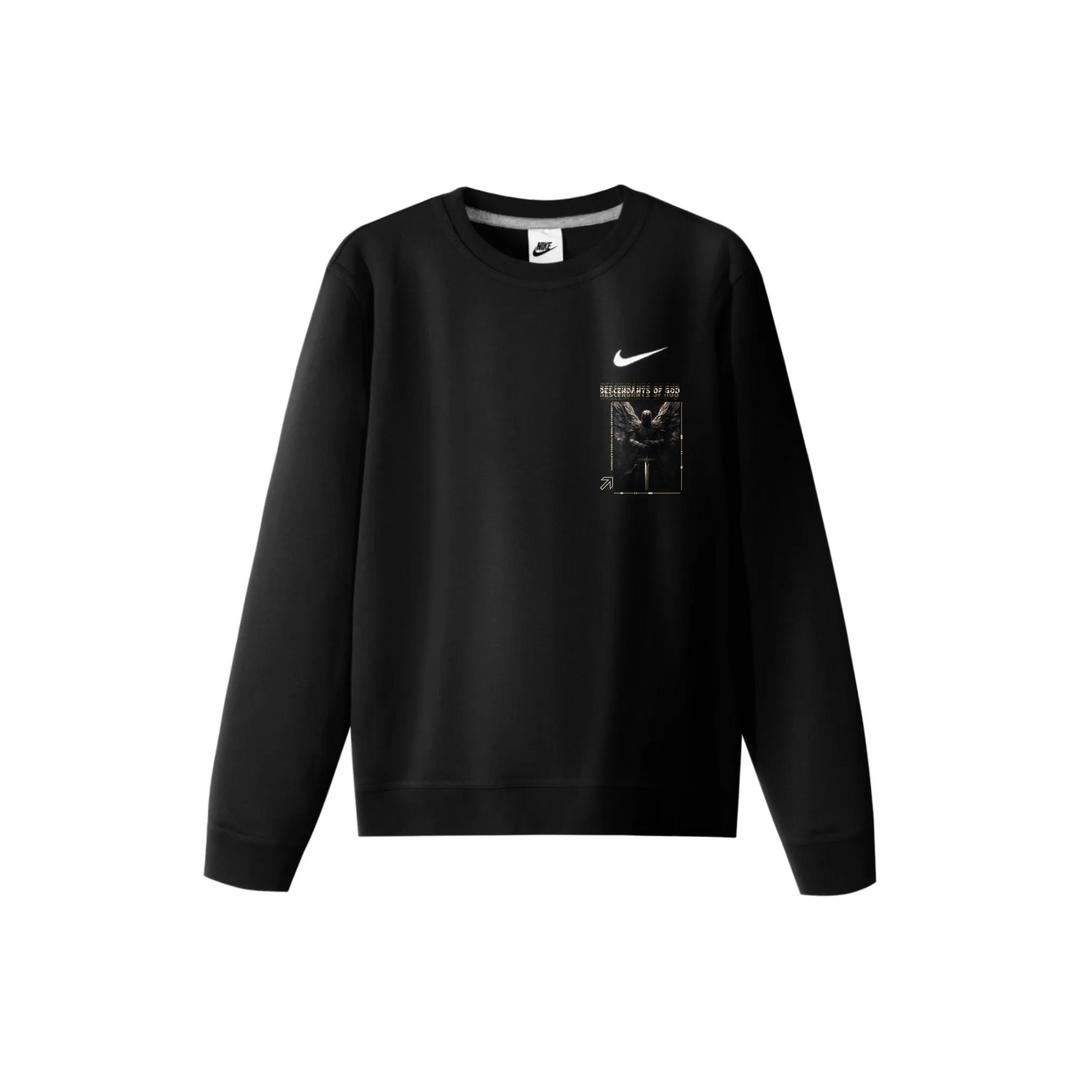 Custom Nike Sweatshirt Black With Fantasy Knight Graphic And World of Fantasy Back Print