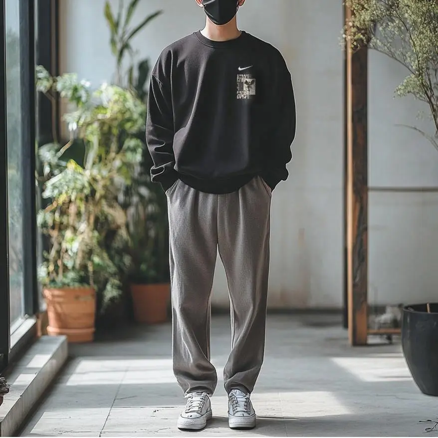 Custom Nike Sweatshirt Black With Futuristic Stamp Design