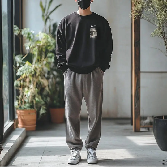 Custom Nike Sweatshirt Black With Futuristic Stamp Design