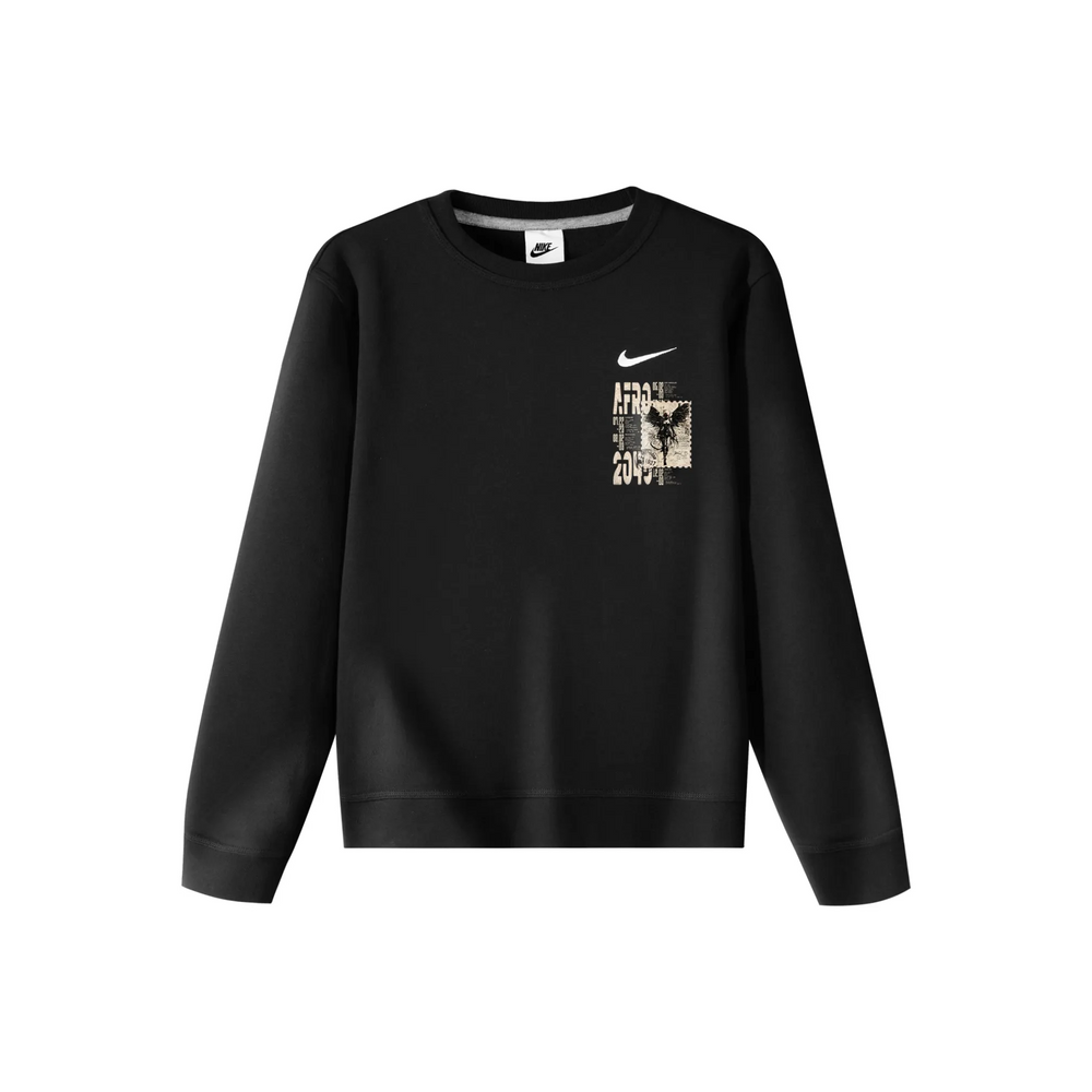 Custom Nike Sweatshirt Black With Futuristic Stamp Design