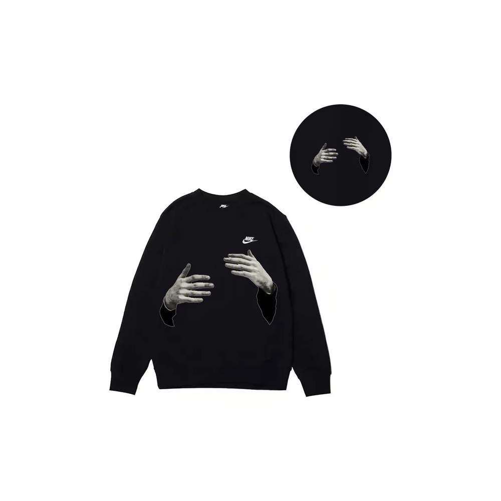 Custom Nike Sweatshirt Black With HAnds Pattern